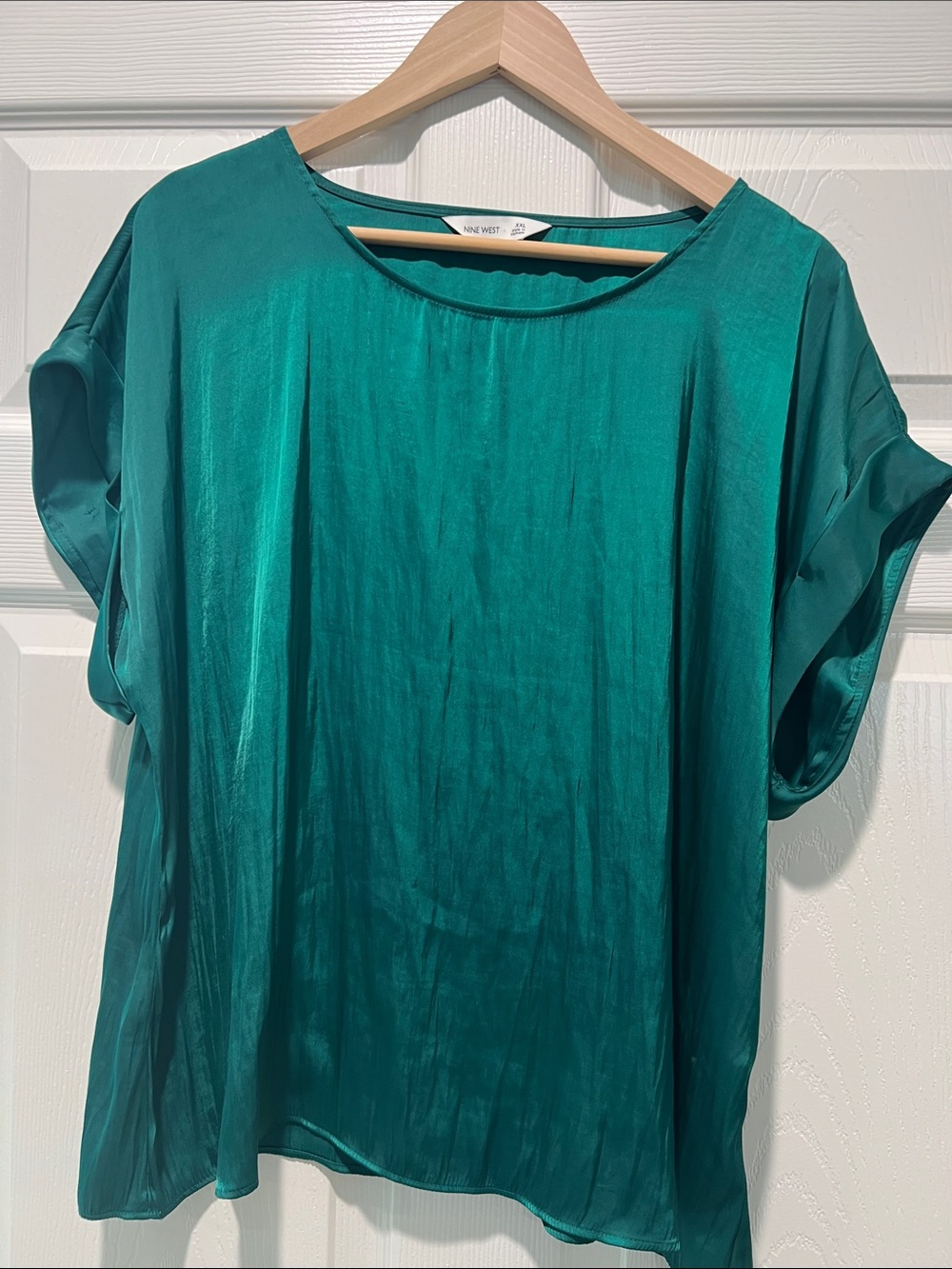 Nine West Teal Short Sleeve Scoop Neck Blouse